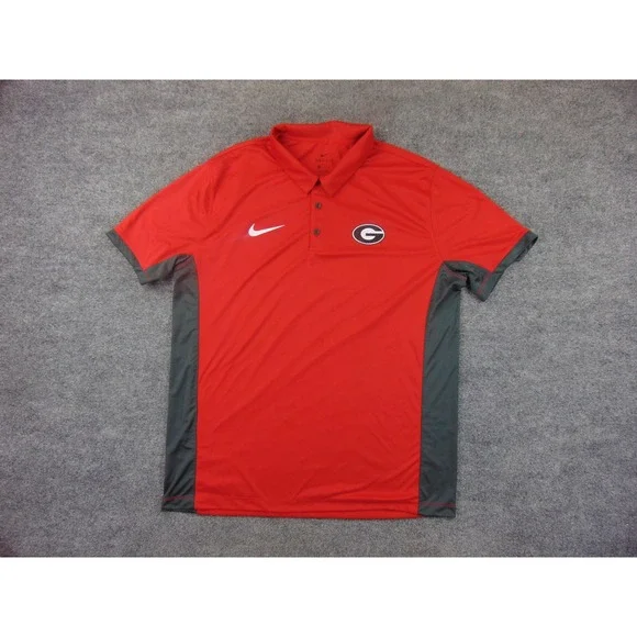 Georgia Bulldogs Polo Mens XL Nike Dri-Fit Red Solid Short Sleeve Sporty Golf - Picture 2 of 9